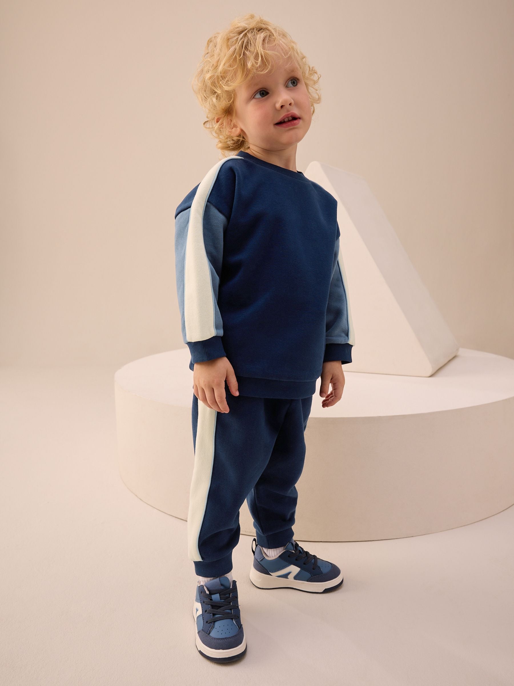 Blue Colourblock Single Sweatshirt and Joggers Set (3mths-7yrs) image 1