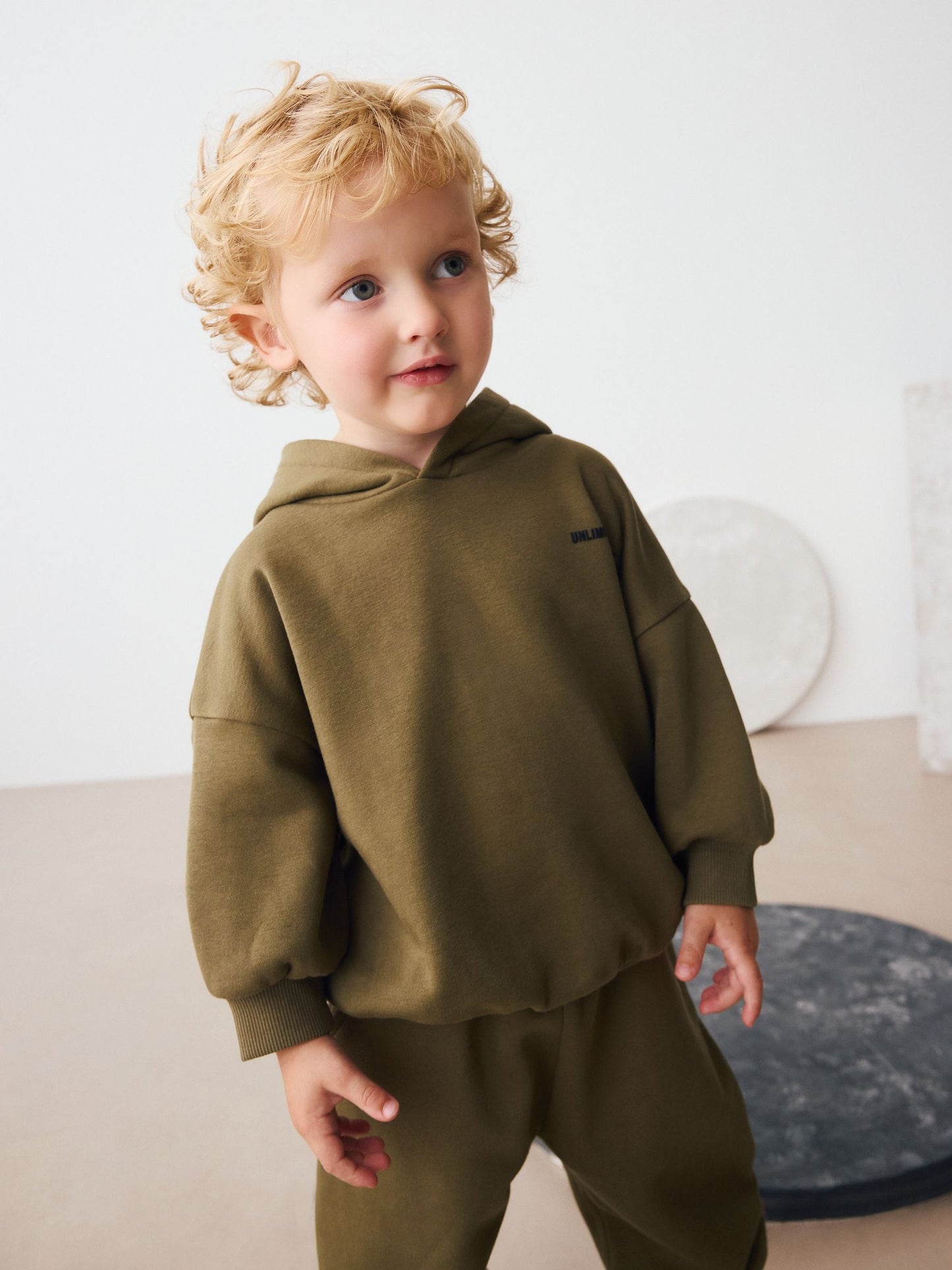 Khaki Green Slogan Hoodie and Joggers Set (3mths-7yrs)