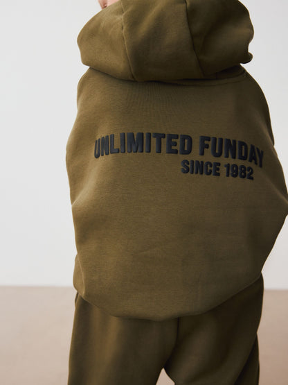 Khaki Green Slogan Hoodie and Joggers Set (3mths-7yrs)
