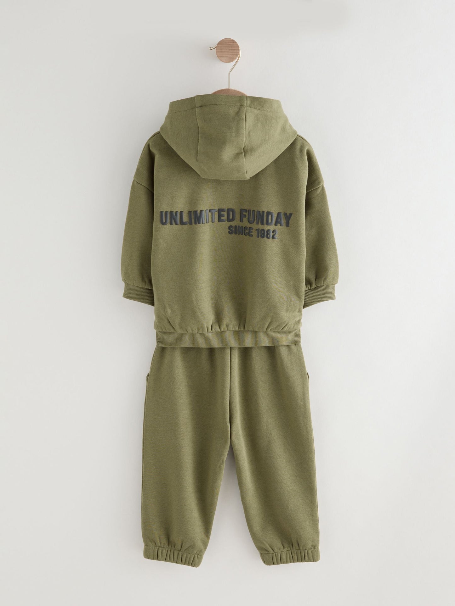 Khaki Green Slogan Hoodie and Joggers Set (3mths-7yrs)