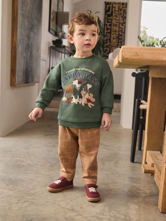 Green/ Brown Dog Single Sweatshirt and Joggers Set (3mths-7yrs) image 1
