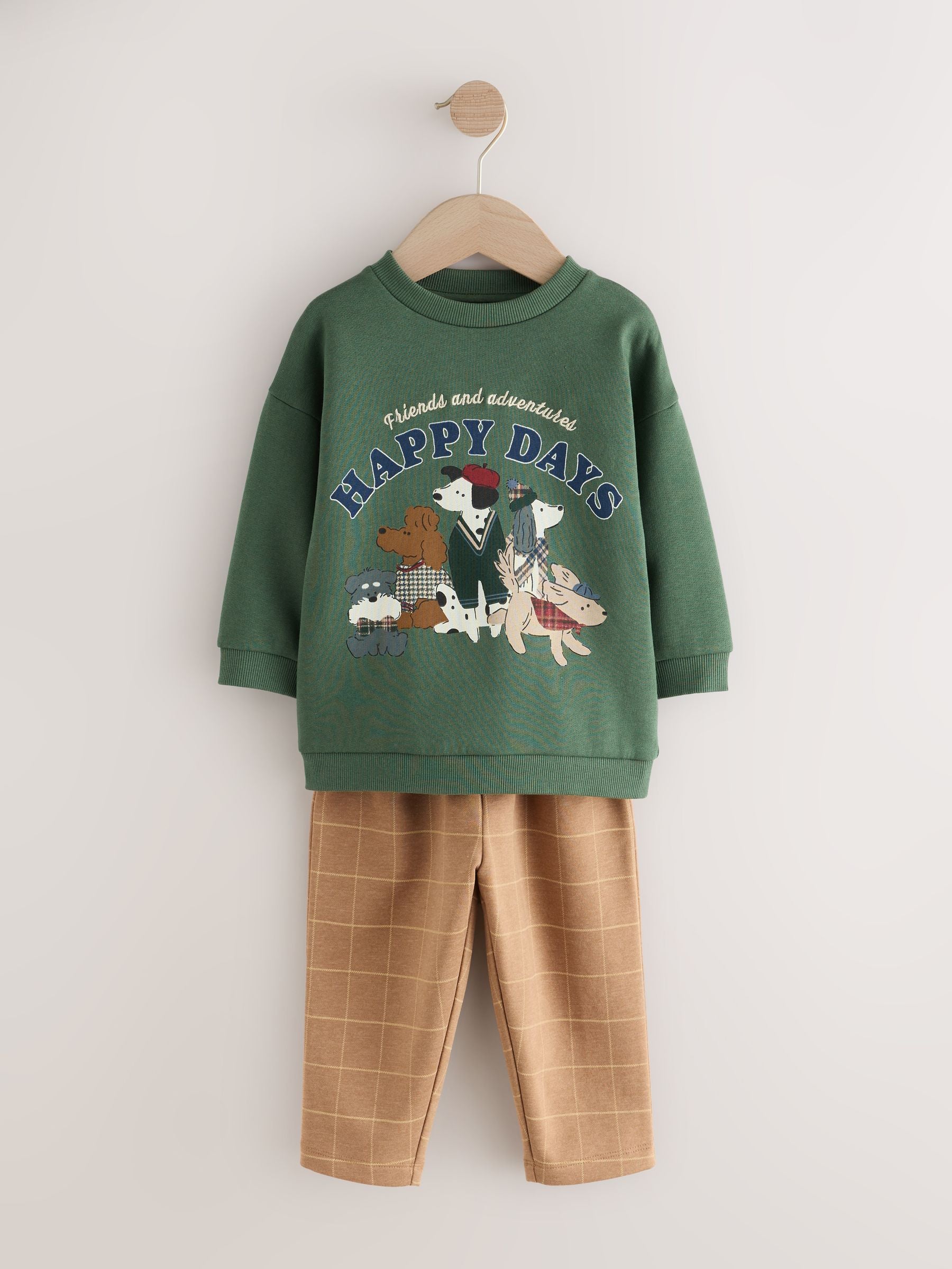 Green/ Brown Dog Single Sweatshirt and Joggers Set (3mths-7yrs) image 3
