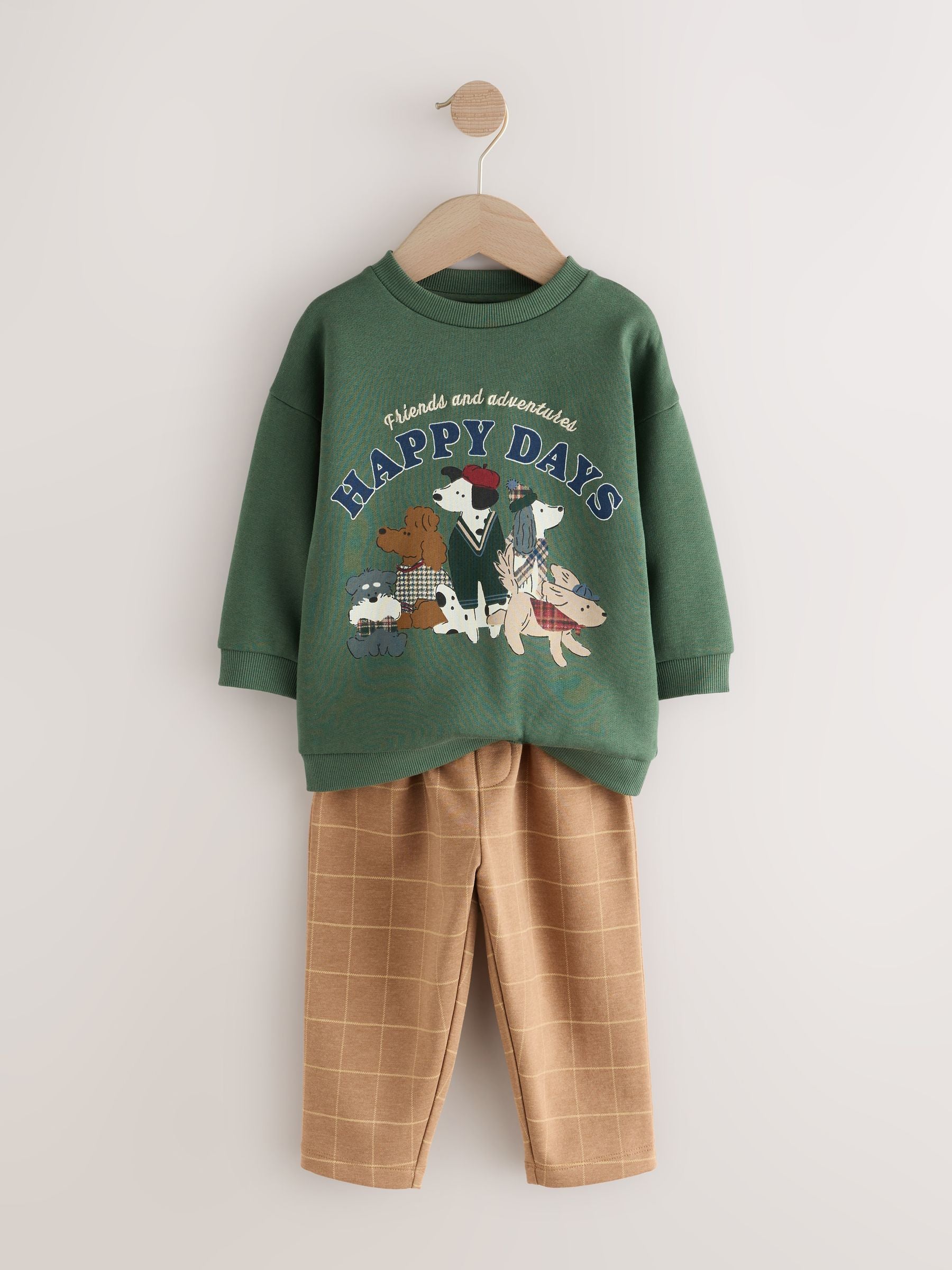 Green/ Brown Dog Single Sweatshirt and Joggers Set (3mths-7yrs) image 4