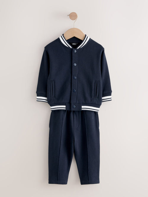 Navy Blue Jersey Letterman Jacket and Trousers Set (3mths-7yrs) image 1