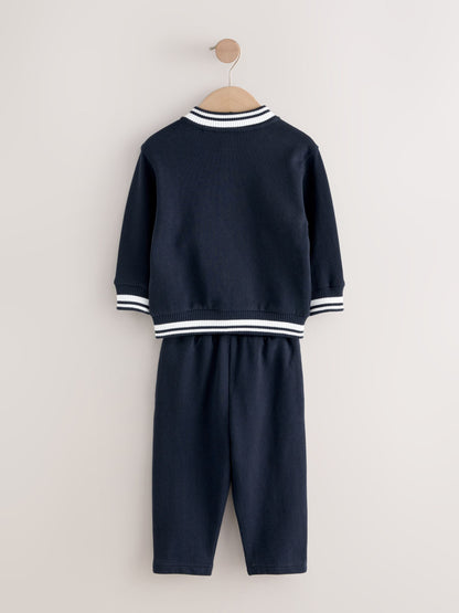 Navy Blue Jersey Letterman Jacket and Trousers Set (3mths-7yrs)