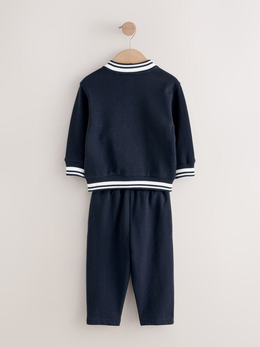 Navy Blue Jersey Letterman Jacket and Trousers Set (3mths-7yrs)
