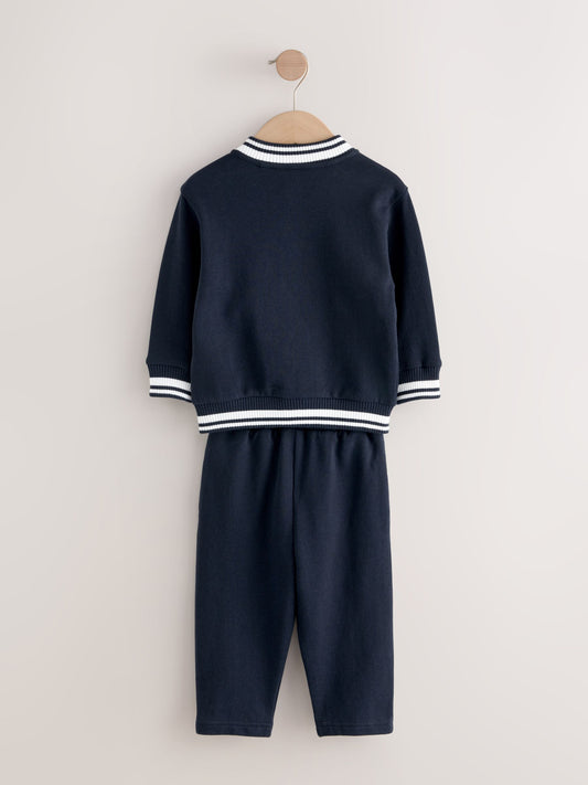 Navy Blue Jersey Letterman Jacket and Trousers Set (3mths-7yrs) image 3