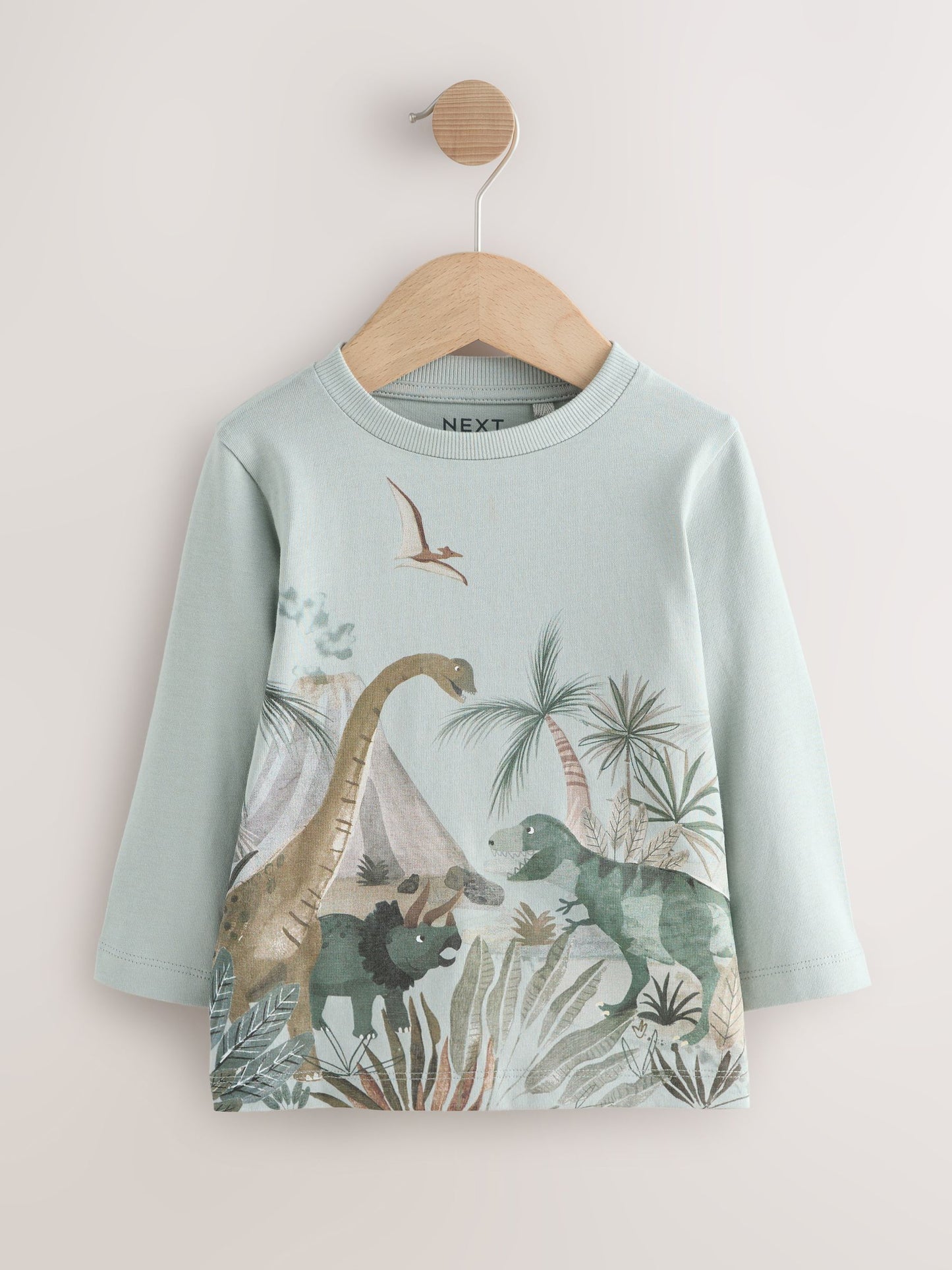 Mineral Watercolour Dinosaur Long Sleeve Graphic Print T-Shirts 3 Pack (3mths-7yrs) image 5