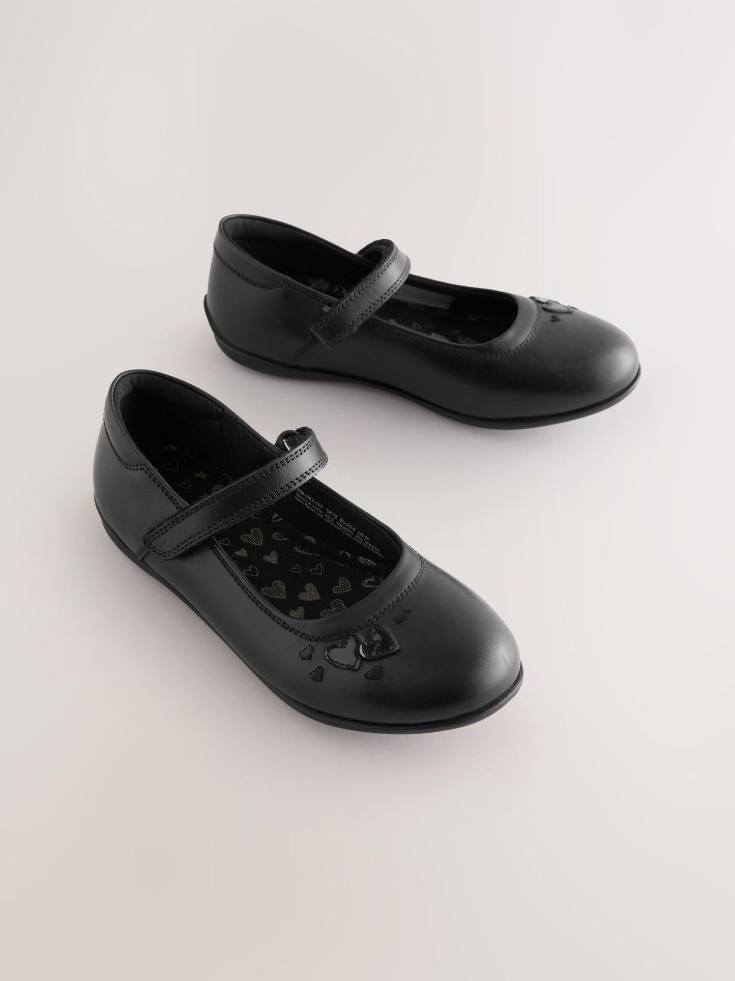 Black Leather Standard Fit (F) Mary Jane School Shoes image 1