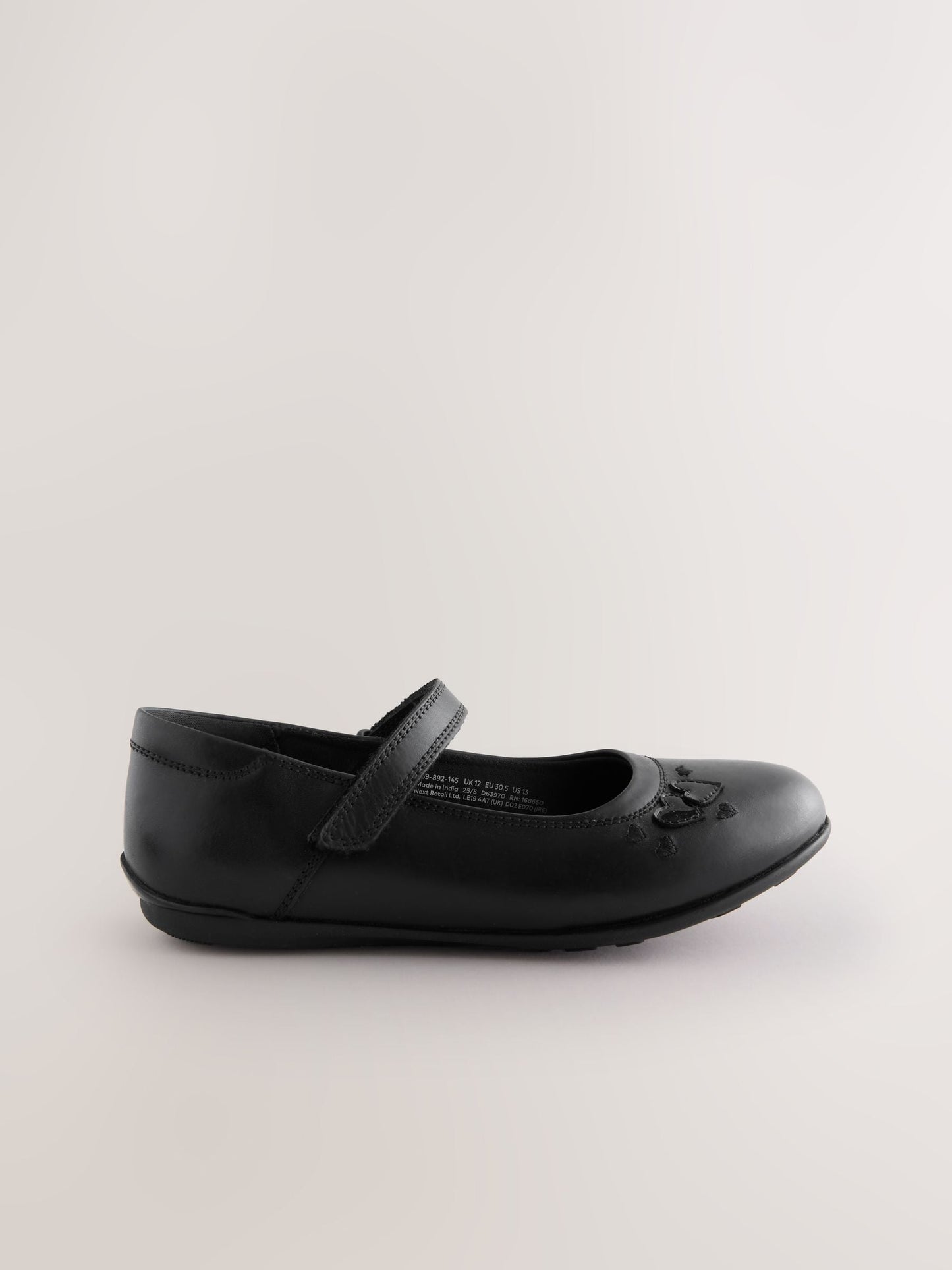 Black Leather Standard Fit (F) Mary Jane School Shoes image 2