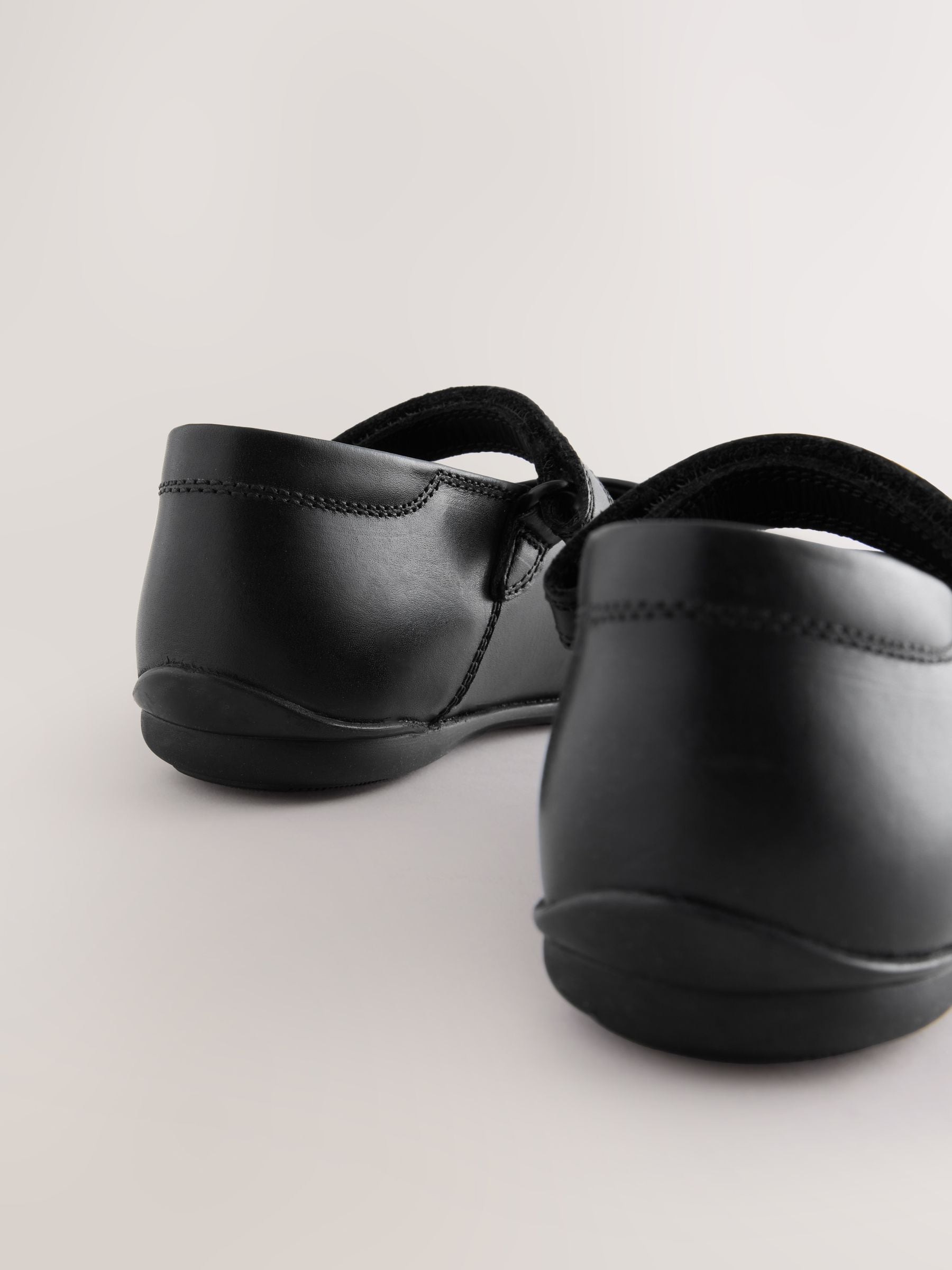 Black Leather Standard Fit (F) Mary Jane School Shoes image 3
