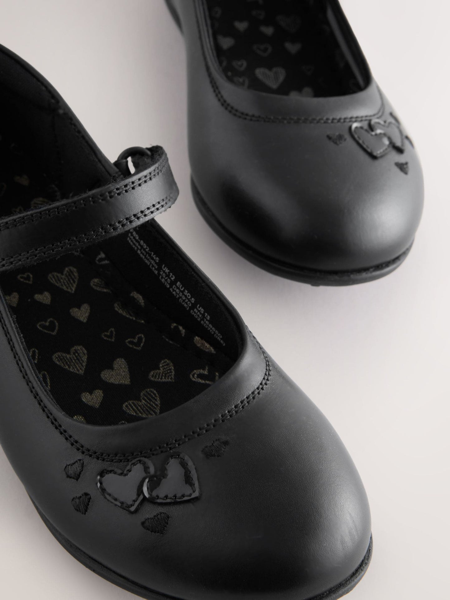 Black Leather Standard Fit (F) Mary Jane School Shoes image 4