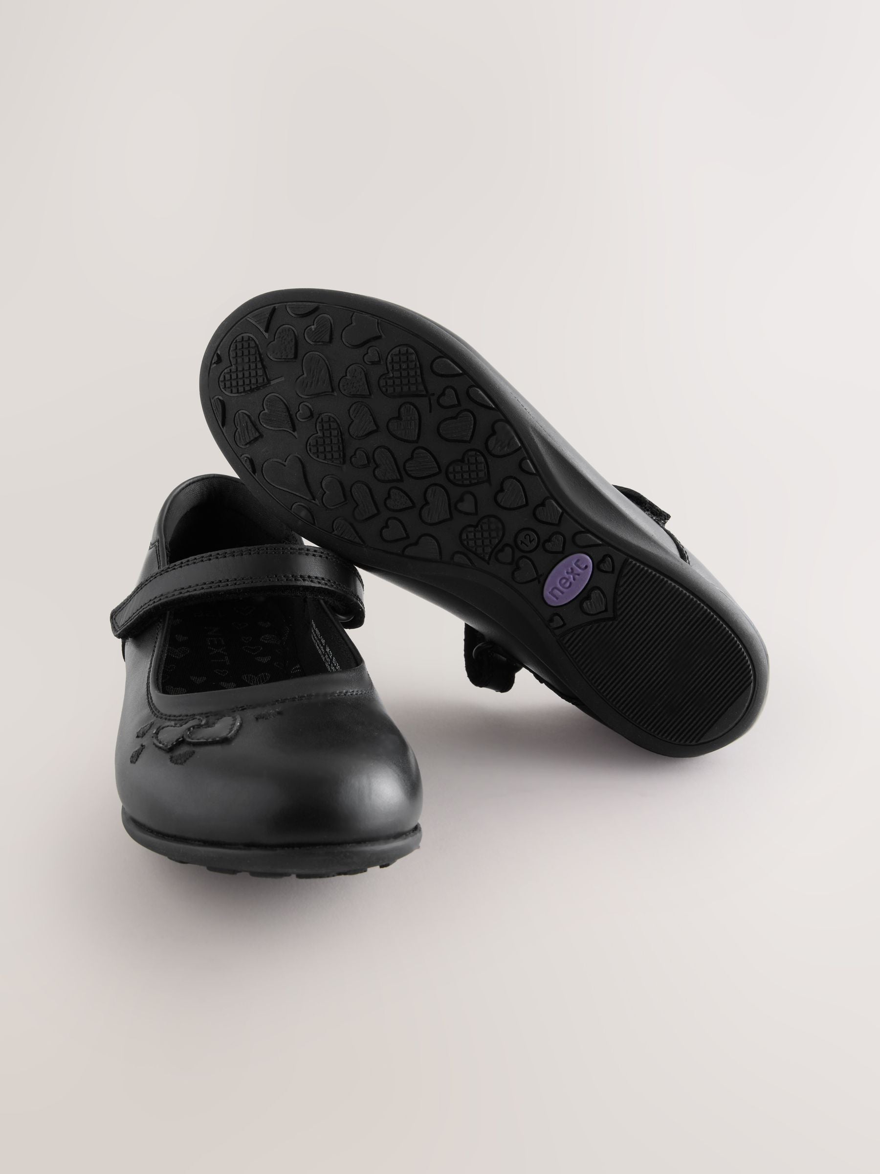 Black Leather Standard Fit (F) Mary Jane School Shoes image 5