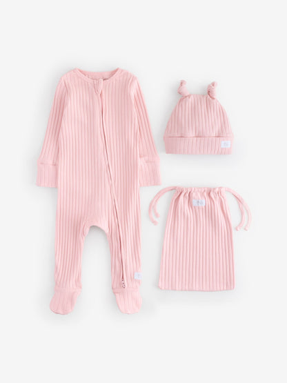 Angel & Rocket Pink Babygrow with Hat Set image 4