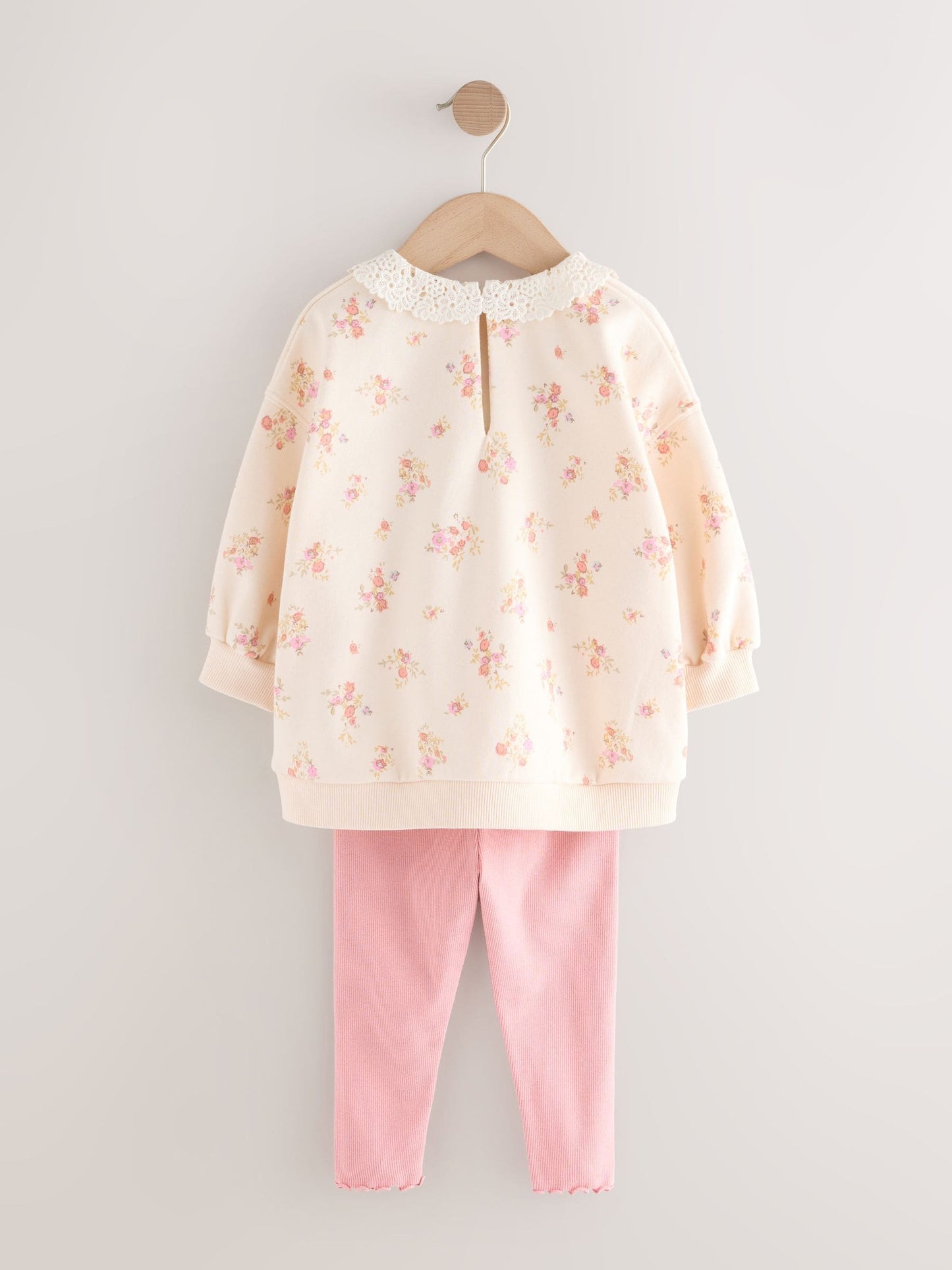 Light Pink Ditsy Floral Collar Sweatshirt and Leggings Set (3mths-7yrs) image 6