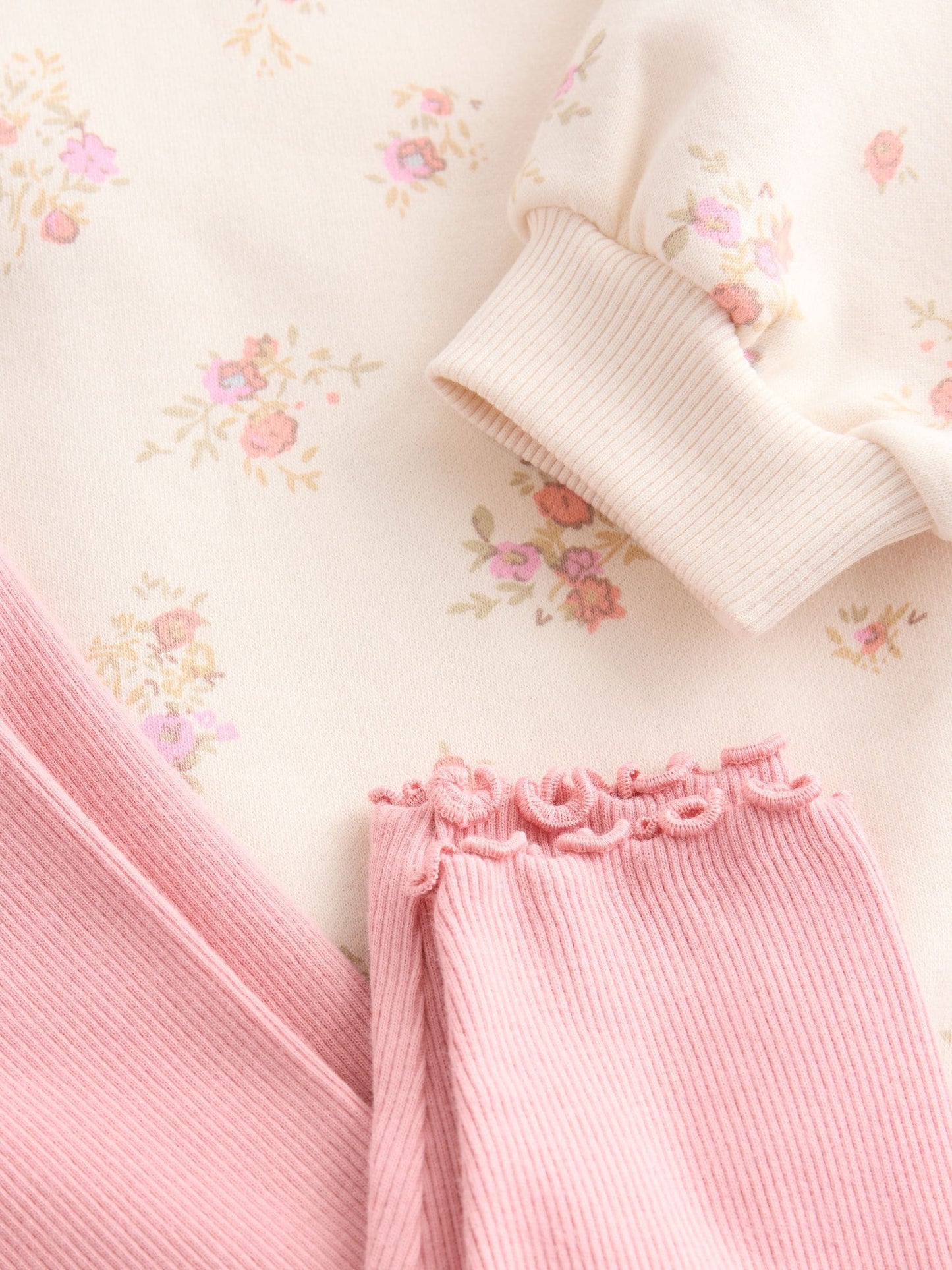 Light Pink Ditsy Floral Collar Sweatshirt and Leggings Set (3mths-7yrs) image 8