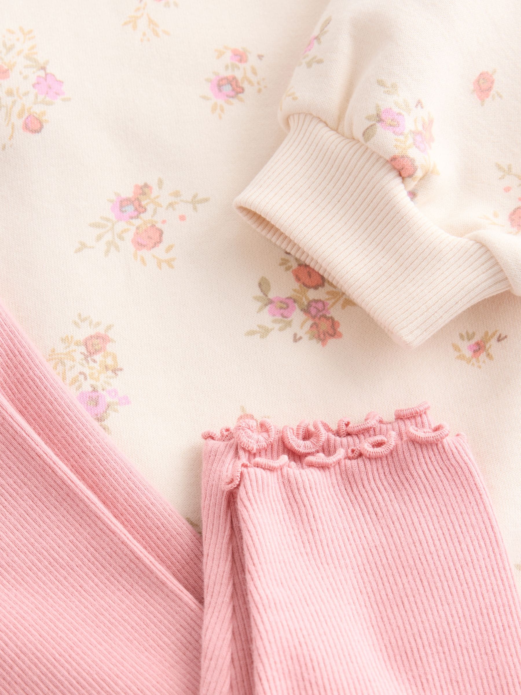 Light Pink Ditsy Floral Collar Sweatshirt and Leggings Set (3mths-7yrs) image 8