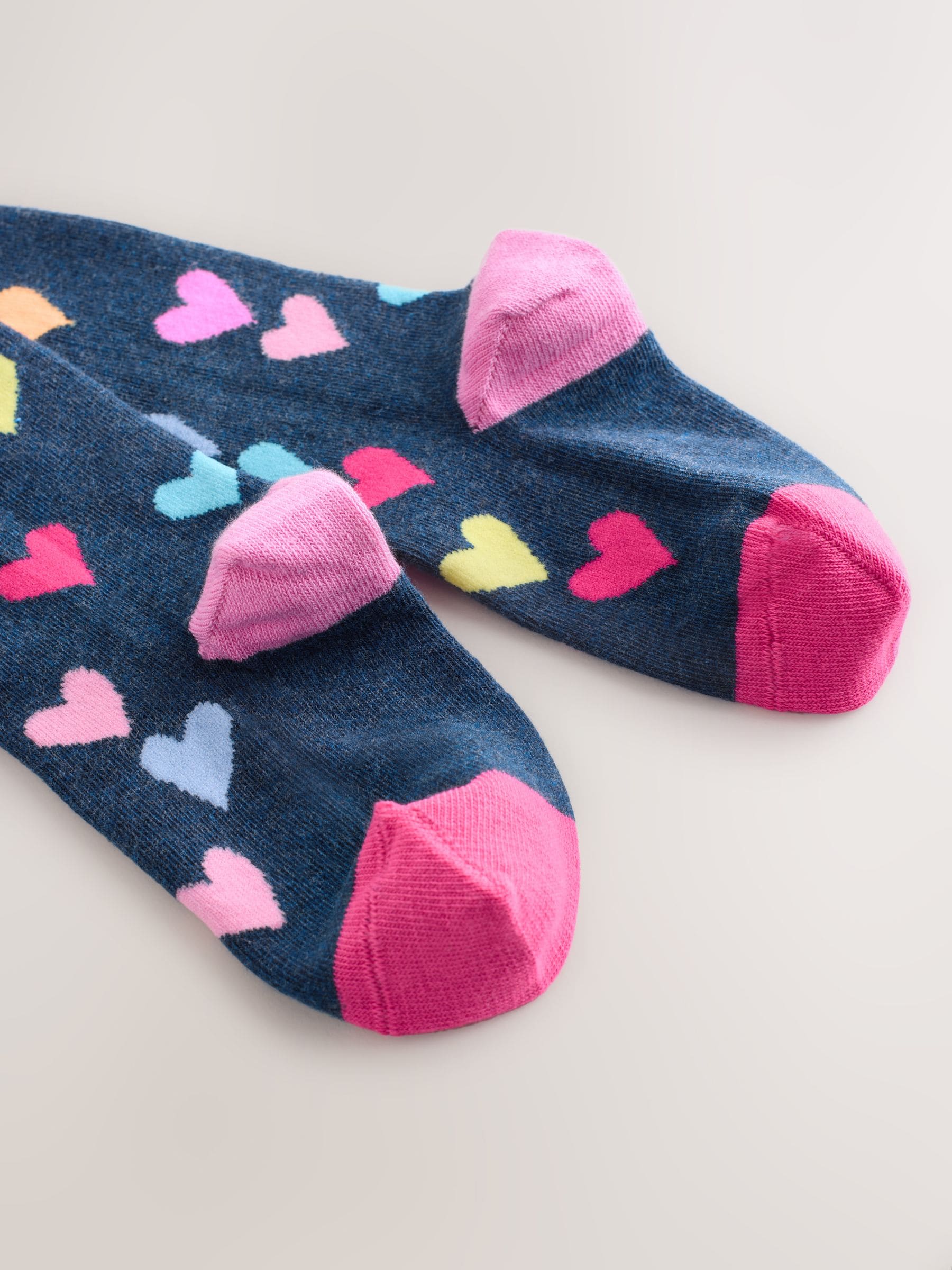 Navy Blue/Multi Cotton Rich Heart Print Tights 1 Pack image 3