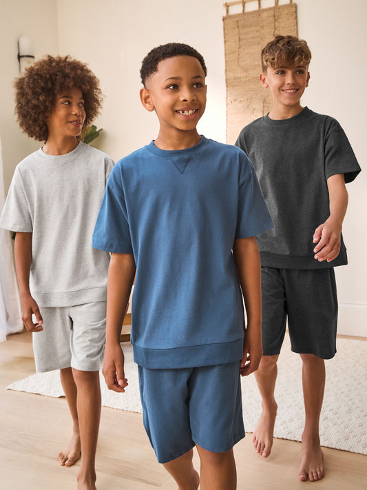 Navy/Grey Short Leg Pyjamas 3 Pack (3-16yrs) (3-16yrs) image 1