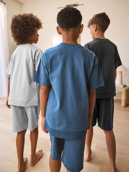 Navy/Grey Short Leg Pyjamas 3 Pack (3-16yrs) (3-16yrs) image 3