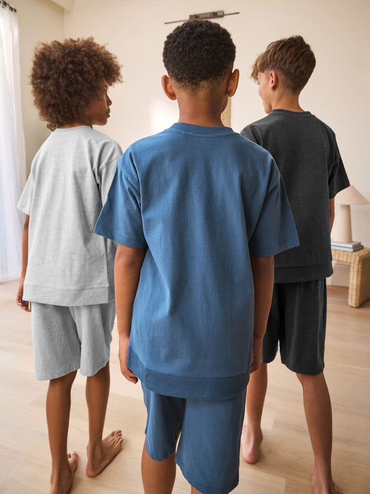 Navy/Grey Short Leg Pyjamas 3 Pack (3-16yrs) (3-16yrs) image 3