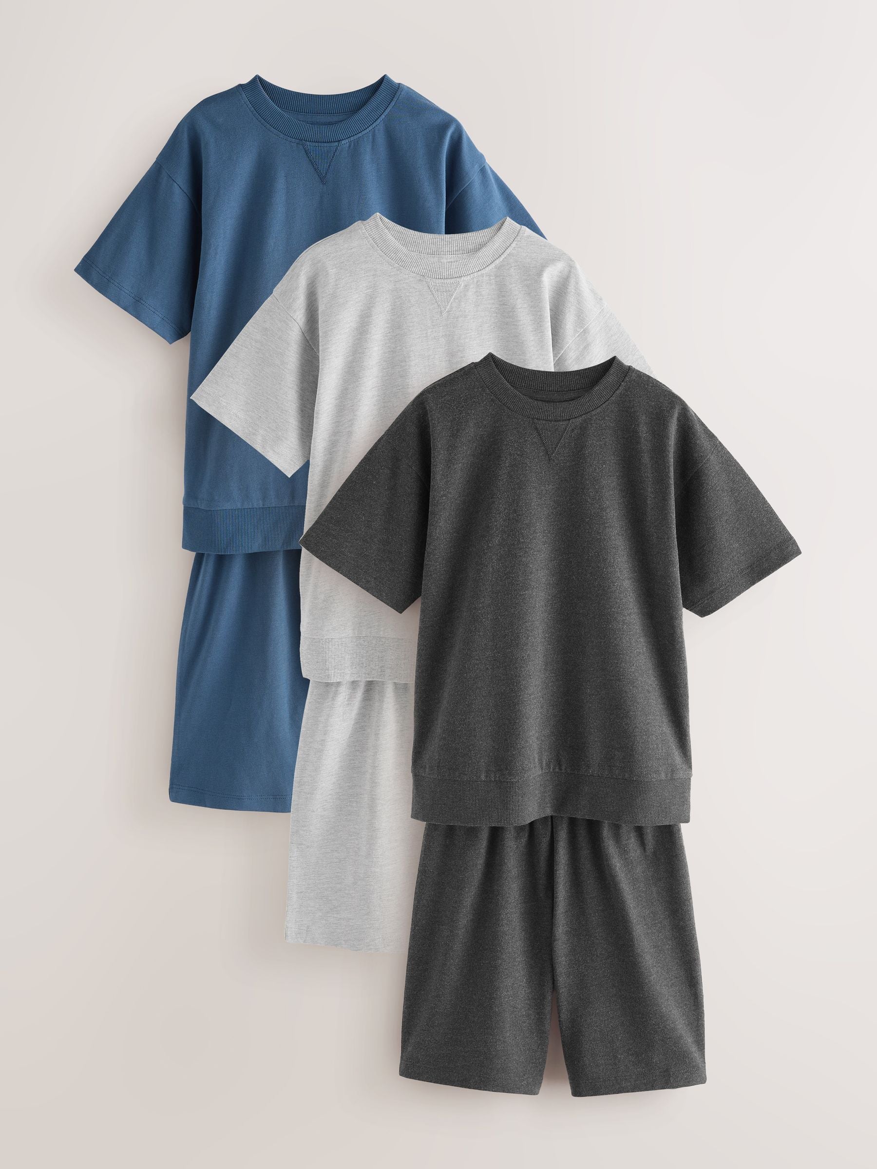 Navy/Grey Short Leg Pyjamas 3 Pack (3-16yrs) (3-16yrs) image 5