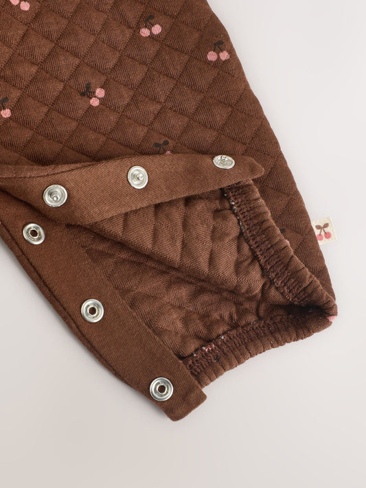 Brown Cherry Quilted Dungaree and Bodysuit Baby 2 Piece Set (0mths-3yrs) image 3