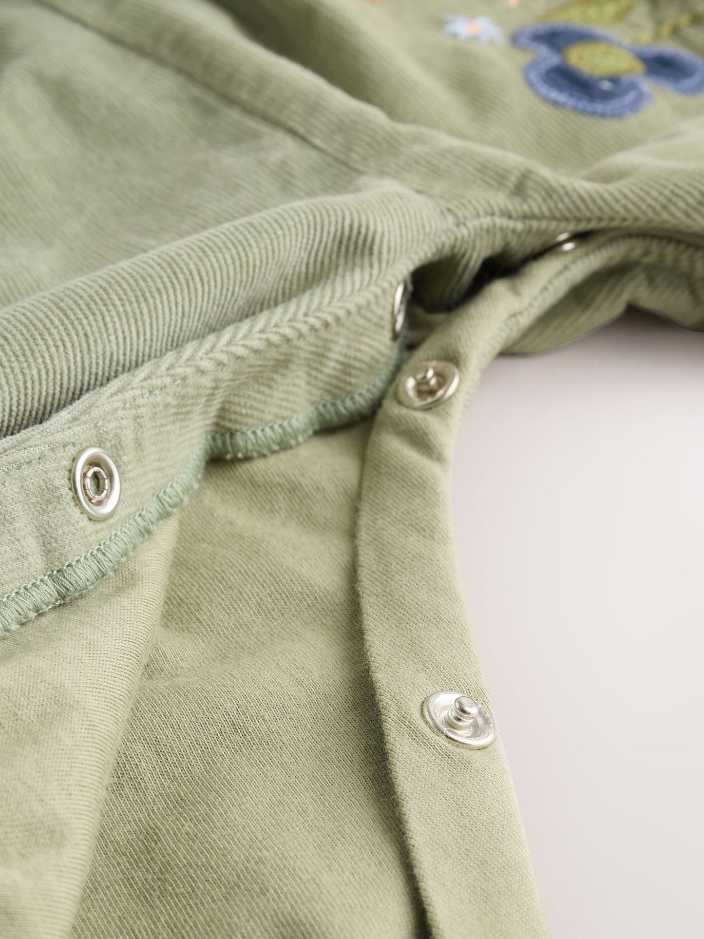 Sage Green Embroidered Long Sleeve Bodysuit and Cord Dungaree 2 Piece Baby Set (0mths-3yrs)