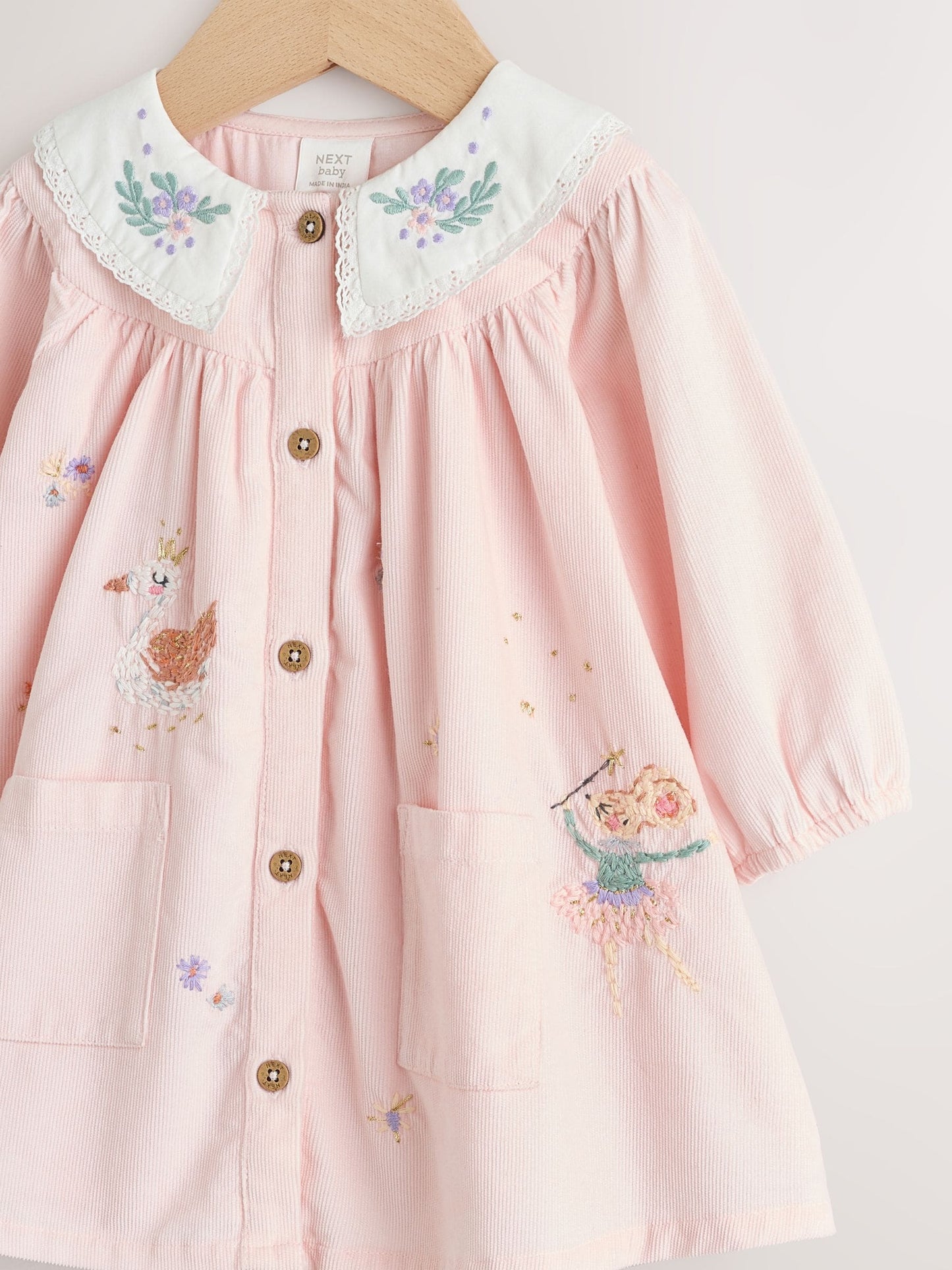 Pink Fairy Mouse Baby Woven Collar Dress with Tights (0mths-2yrs)