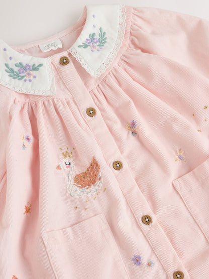 Pink Fairy Mouse Baby Woven Collar Dress with Tights (0mths-2yrs)