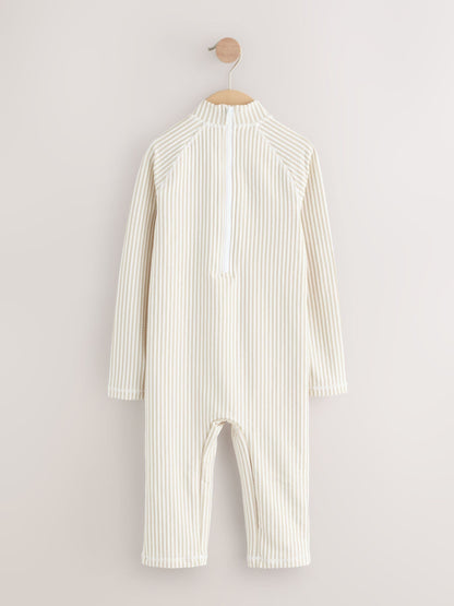 Neutral Stripe Sunsafe Swimsuit and Hat Set (3mths-7yrs) image 3