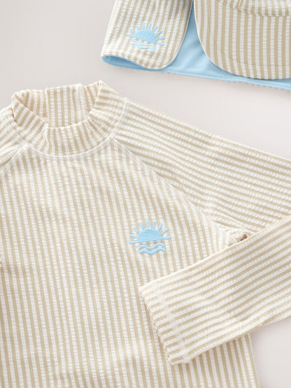 Neutral Stripe Sunsafe Swimsuit and Hat Set (3mths-7yrs) image 4