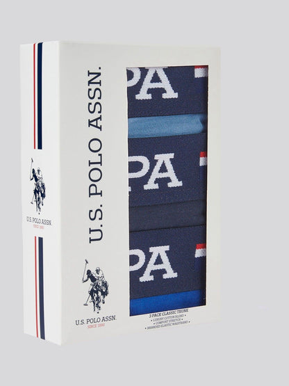 Dsiney Kidz - U.S. Polo Assn Blue Mens Branded Stripe Boxer Shorts 3 Pack image 3
