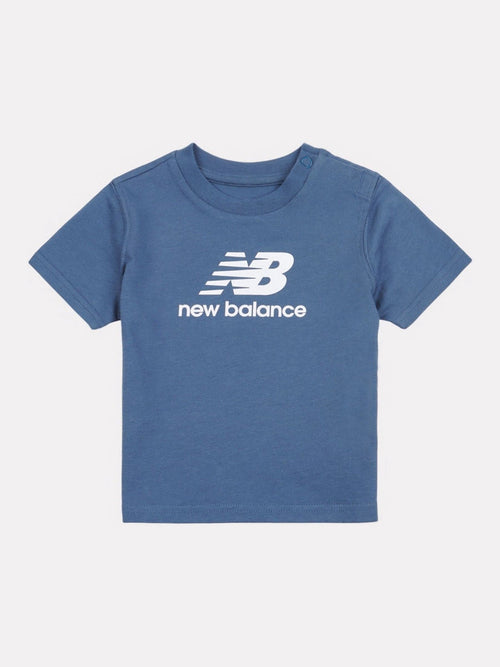 New Balance Blue Stacked Logo Cotton T-Shirt image 1