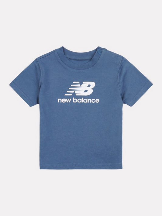 New Balance Blue Stacked Logo Cotton T-Shirt image 1