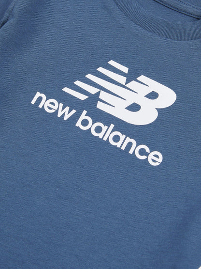 New Balance Blue Stacked Logo Cotton T-Shirt image 3
