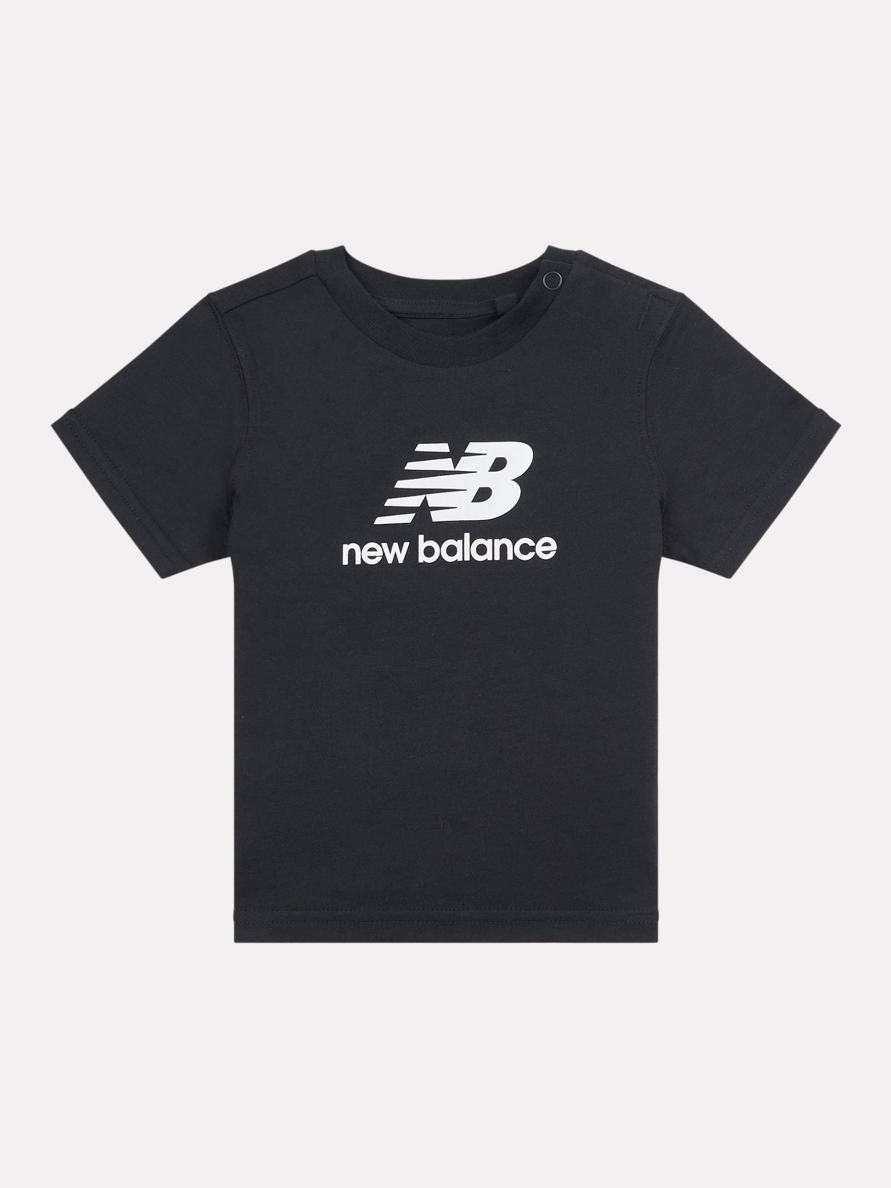 New Balance Black Stacked Logo Cotton T-Shirt image 1