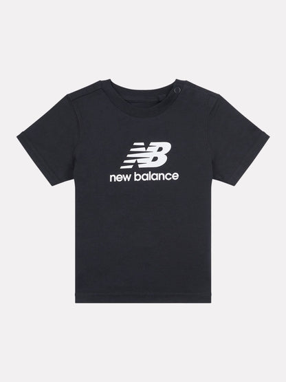 New Balance Black Stacked Logo Cotton T-Shirt image 1
