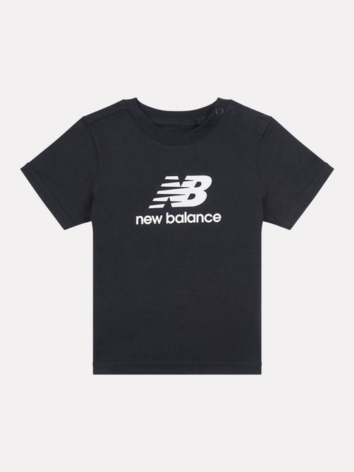 New Balance Black Stacked Logo Cotton T-Shirt image 1