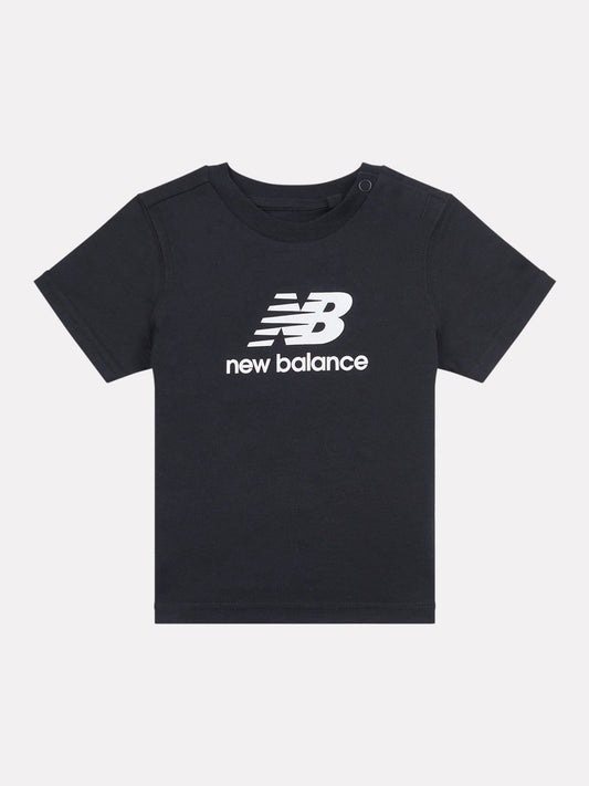 New Balance Black Stacked Logo Cotton T-Shirt image 1