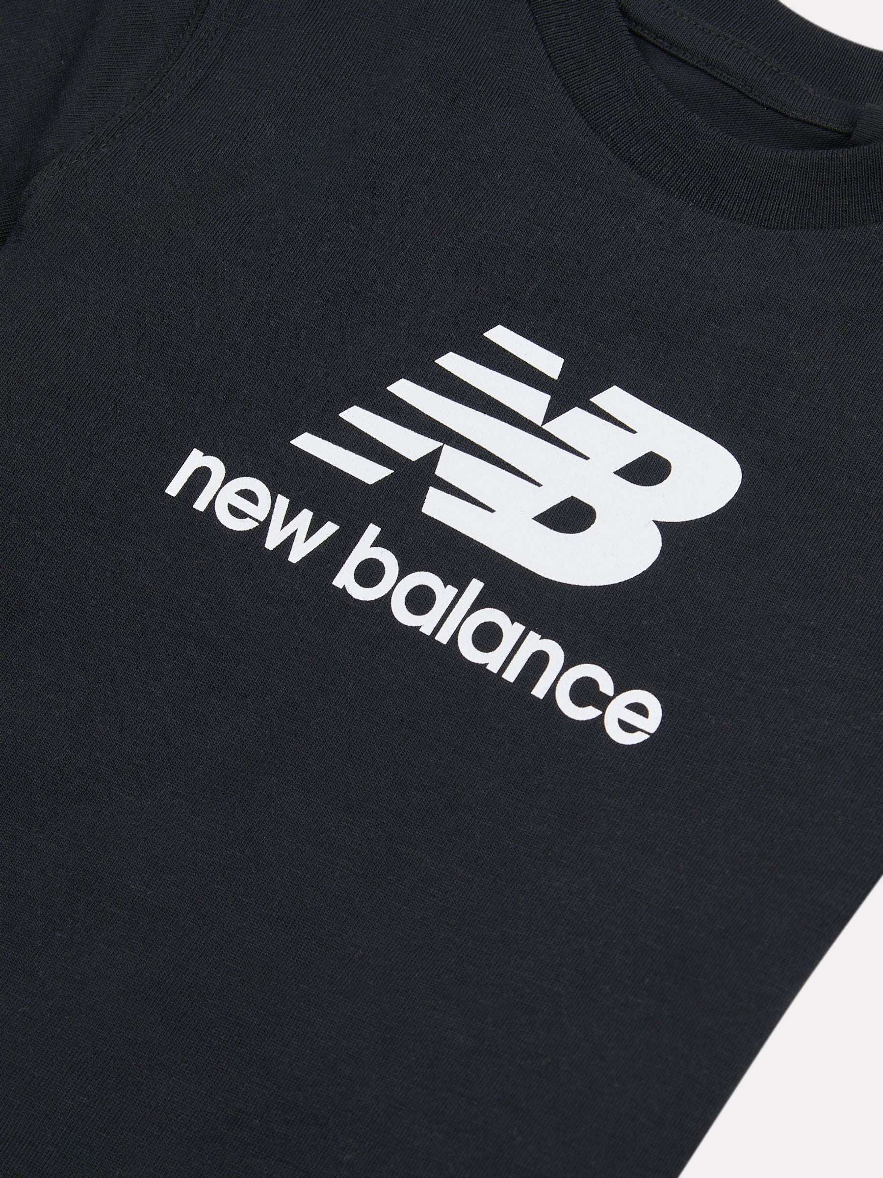 New Balance Black Stacked Logo Cotton T-Shirt image 3