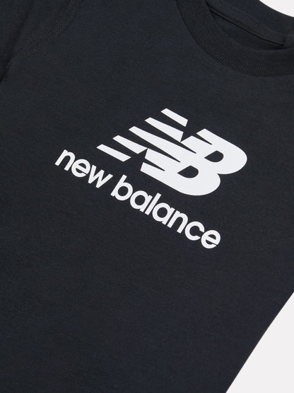 New Balance Black Stacked Logo Cotton T-Shirt image 3