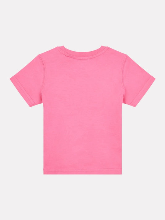 New Balance Pink Stacked Logo Cotton T-Shirt image 3
