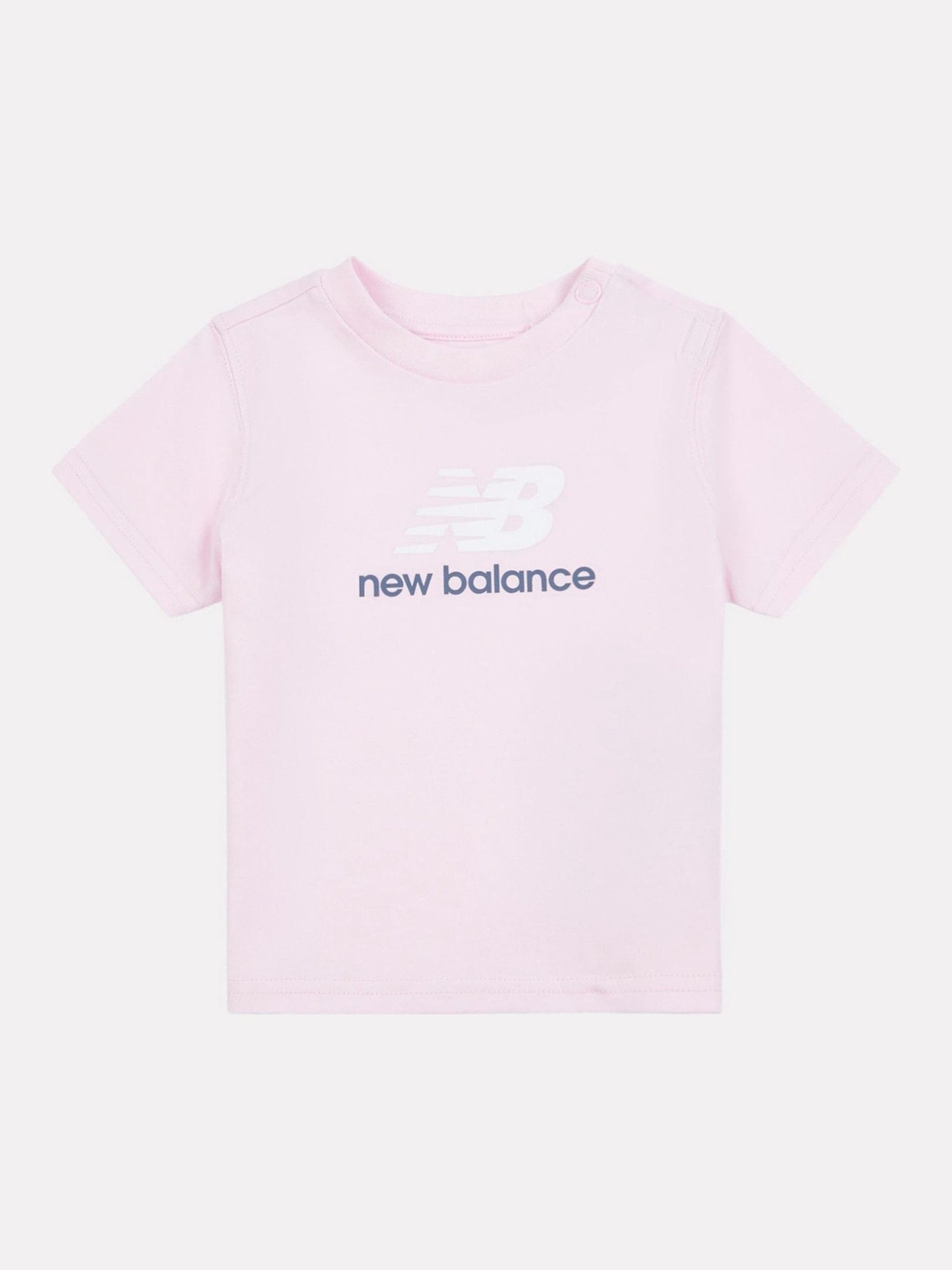 New Balance Light Pink Stacked Logo Cotton T-Shirt image 1