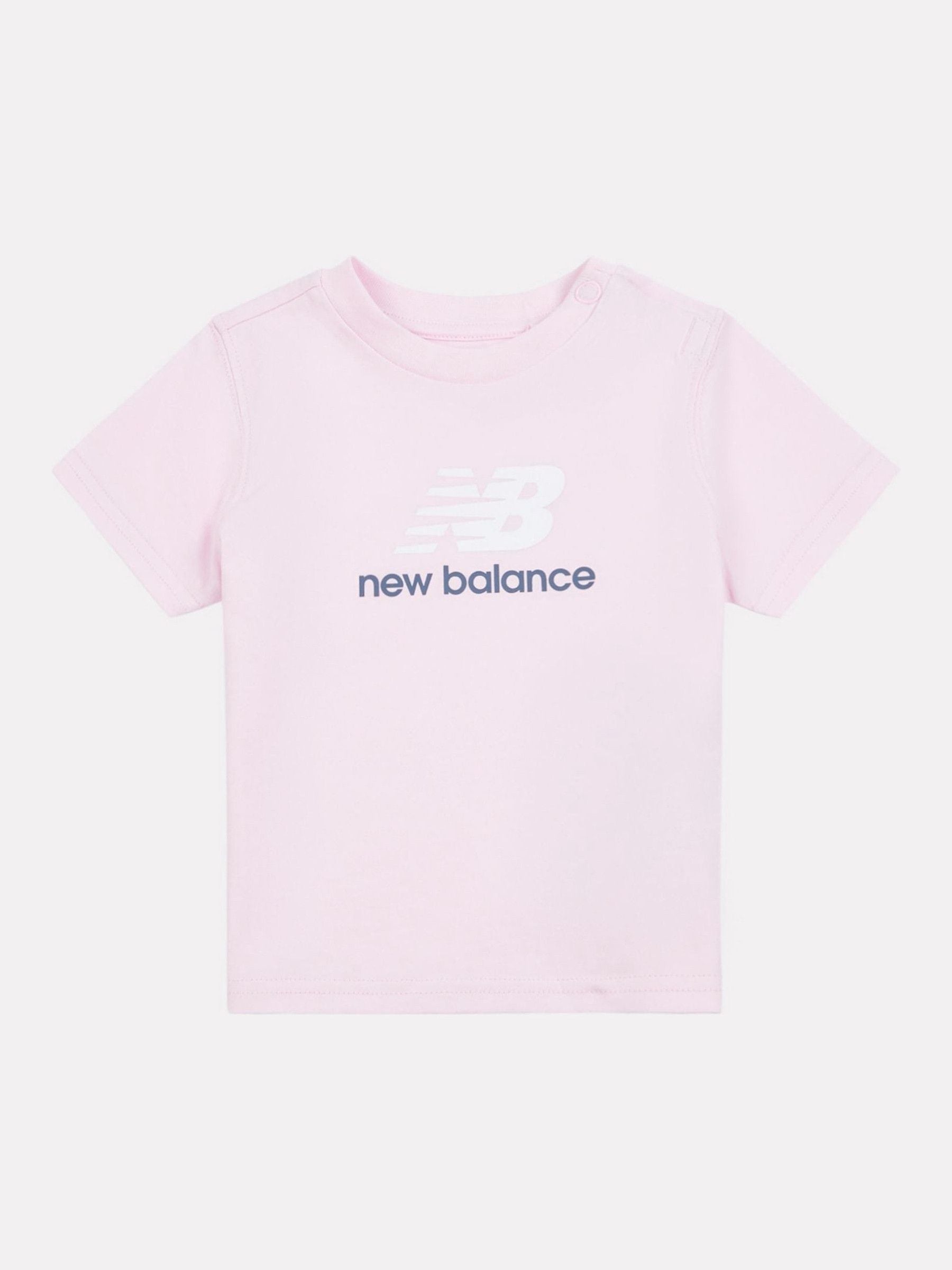 New Balance Light Pink Stacked Logo Cotton T-Shirt image 1