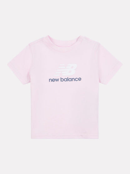 New Balance Light Pink Stacked Logo Cotton T-Shirt image 1
