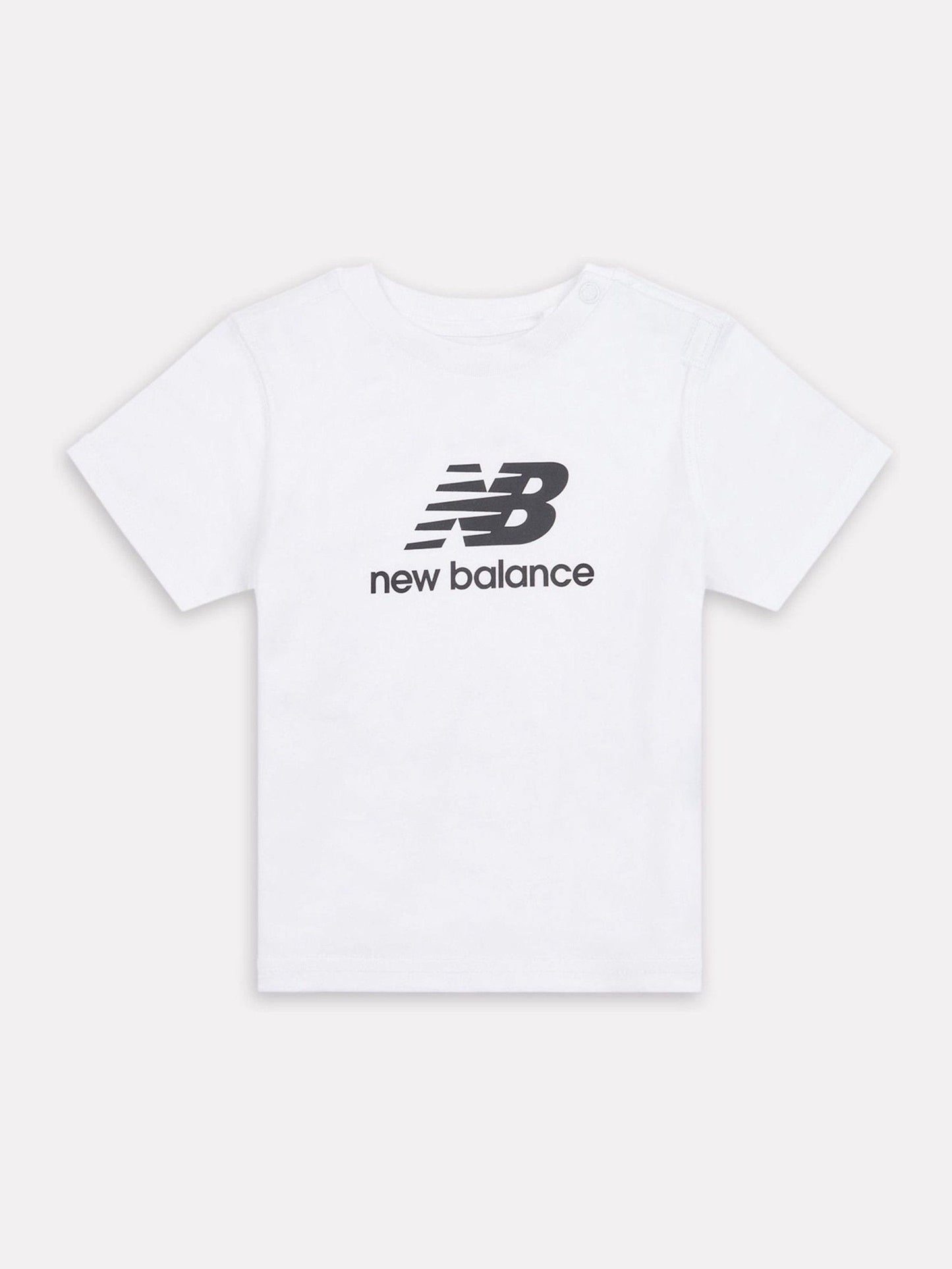 New Balance White Stacked Logo Cotton T-Shirt image 1