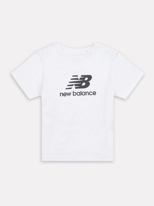 New Balance White Stacked Logo Cotton T-Shirt image 1