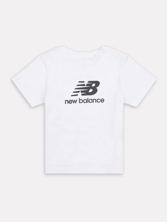 New Balance White Stacked Logo Cotton T-Shirt image 1