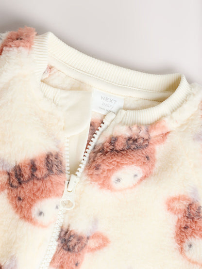 Ecru Hamish Baby Heavy Fleece Sleepsuit image 3